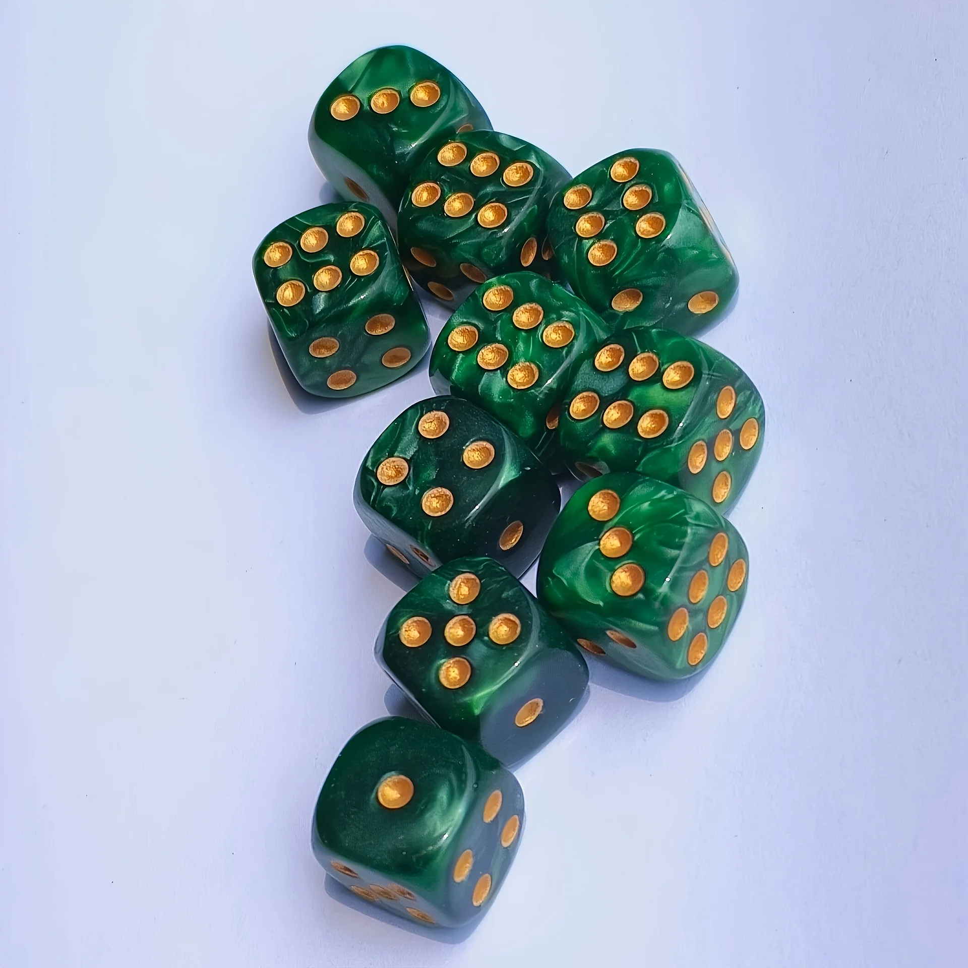 Board Game Arena - 10개입 12mm 진주 무늬 D6 주사위,