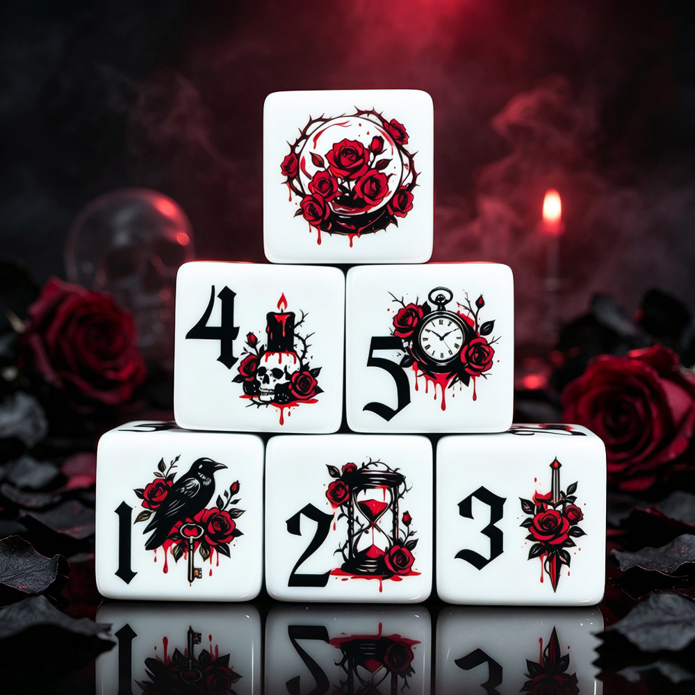 12개 고딕 로즈 16MM 프린트 D6 아크릴 주사위, - Board Game Arena 리뷰 및 가격