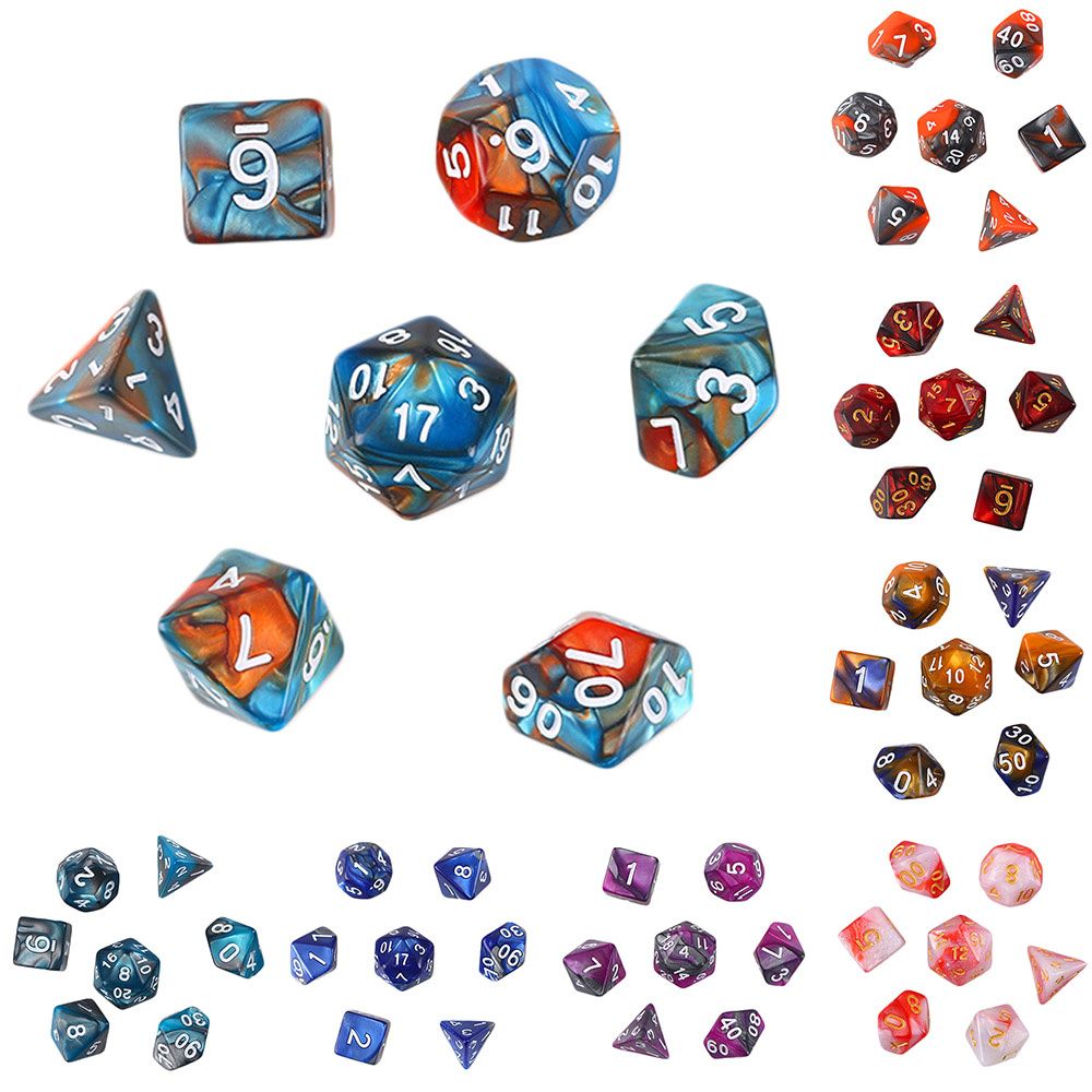 TRPG DND 다면체 아크릴 주사위 세트, 7 다이  - Board Game War 리뷰 및 가격